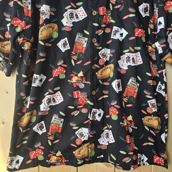 Chiliwear Casino Blackjack Dice Roulette Button Front Camp Shirt Mens XL - Picture 3 of 8